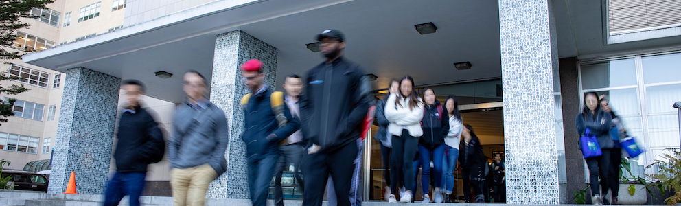 students outside the medical sciences building